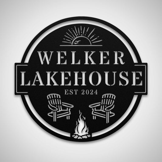 Lakehouse Sunset View Custom Name and Established Year Sign