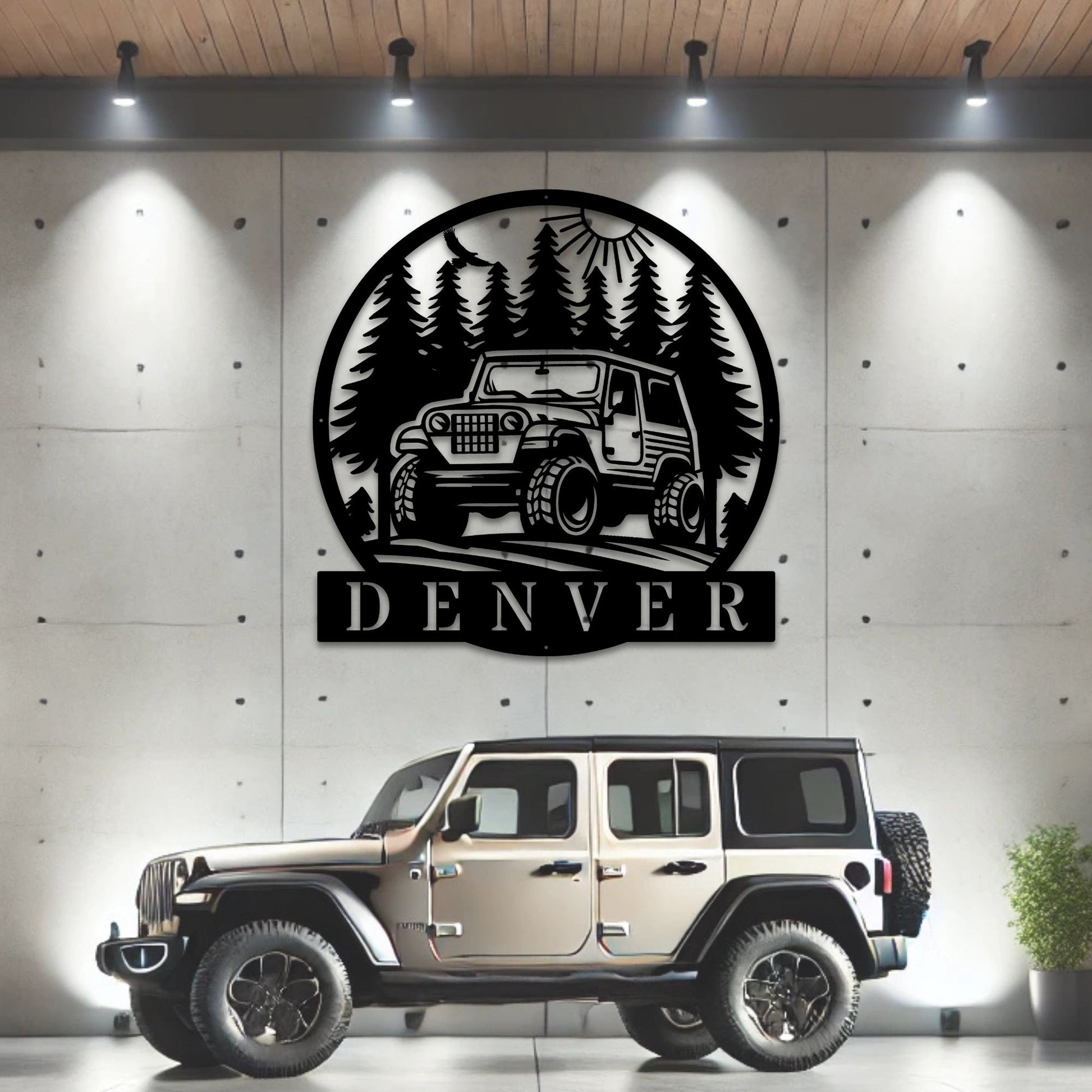 Wall-mounted offroad Jeep sign adding an offroad-inspired touch to any space