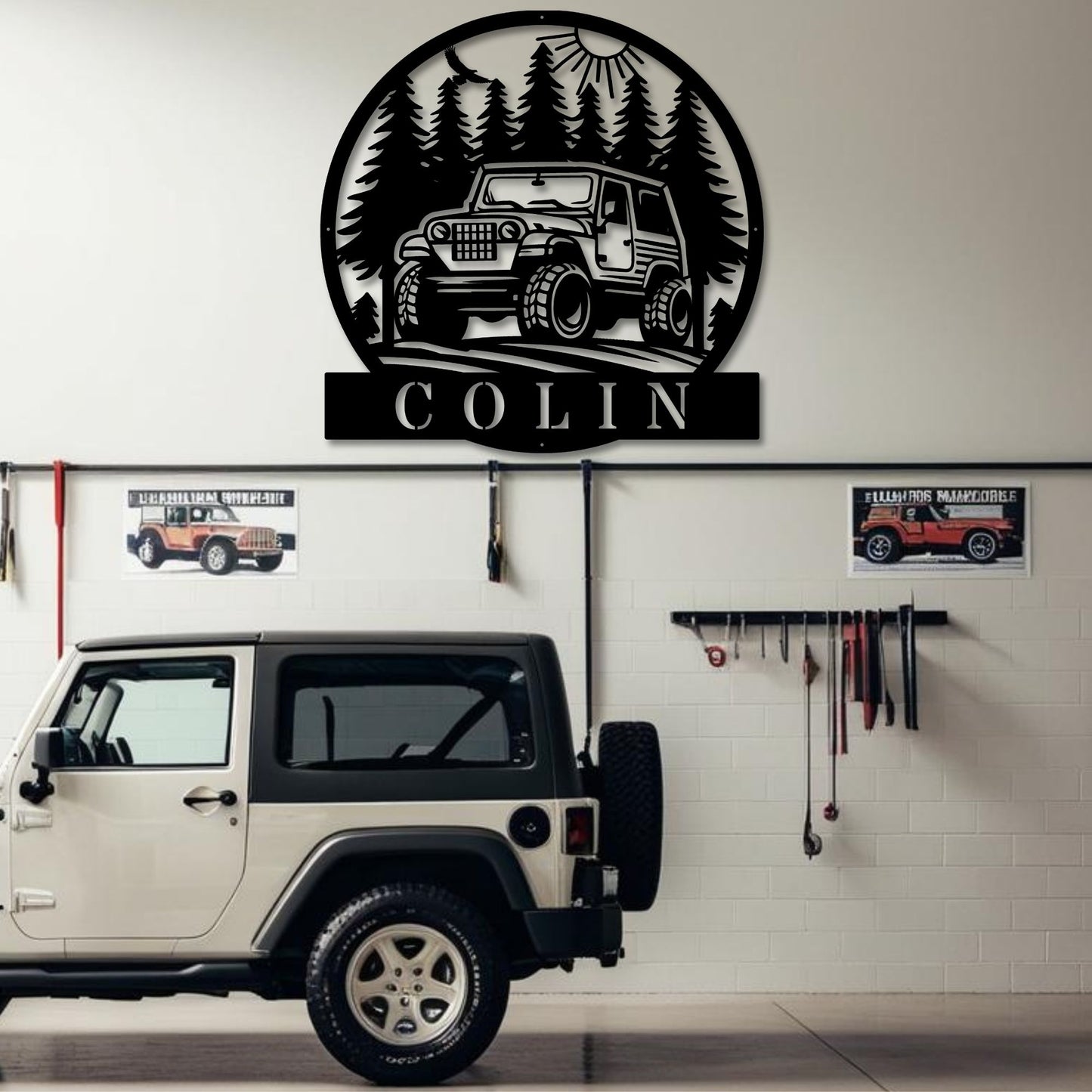 Wall-mounted offroad Jeep sign adding an offroad-inspired touch to any space