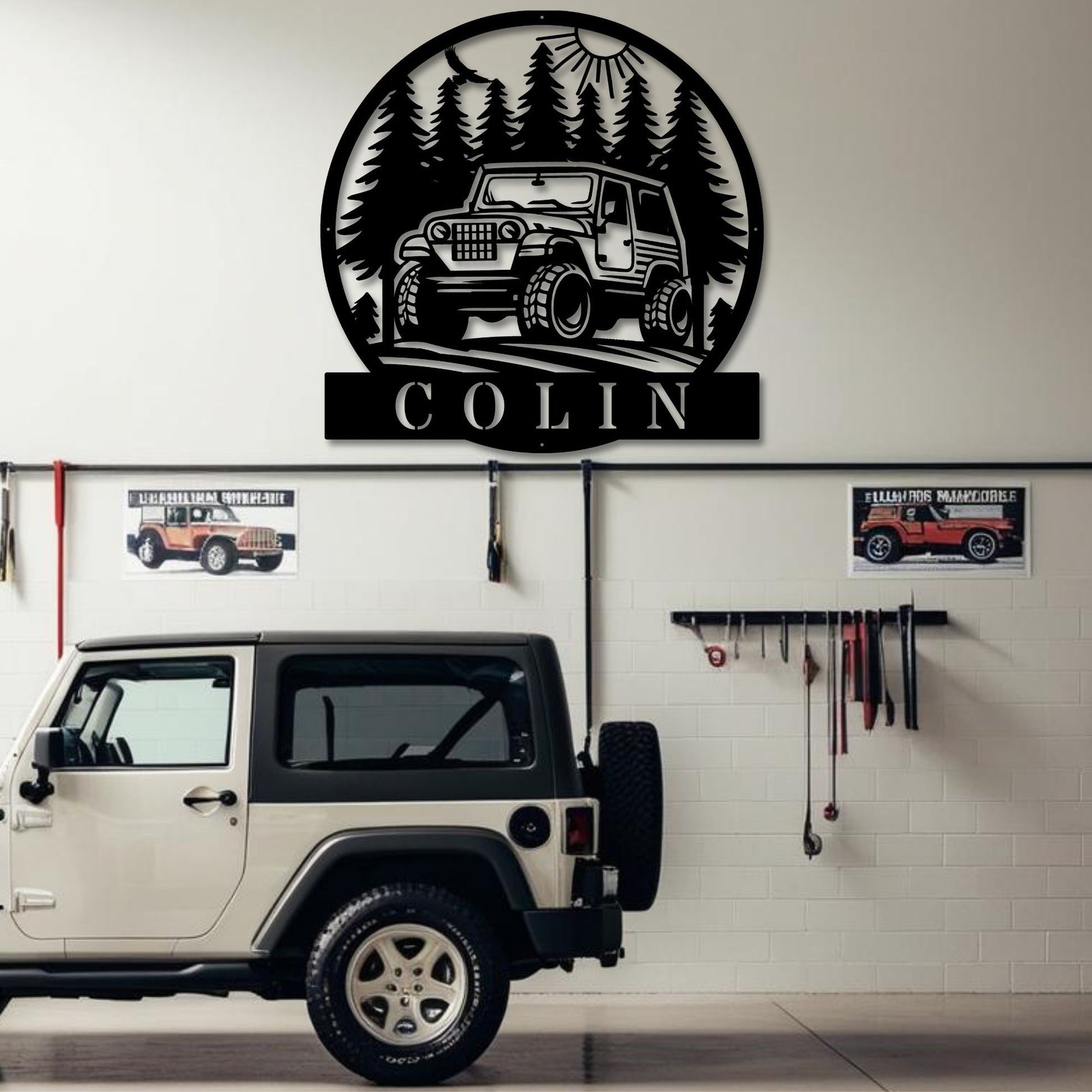 Wall-mounted offroad Jeep sign adding an offroad-inspired touch to any space