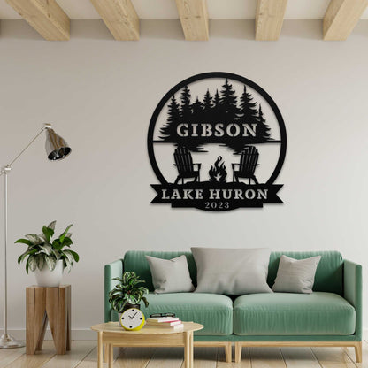 Campfire by the Lake Sign