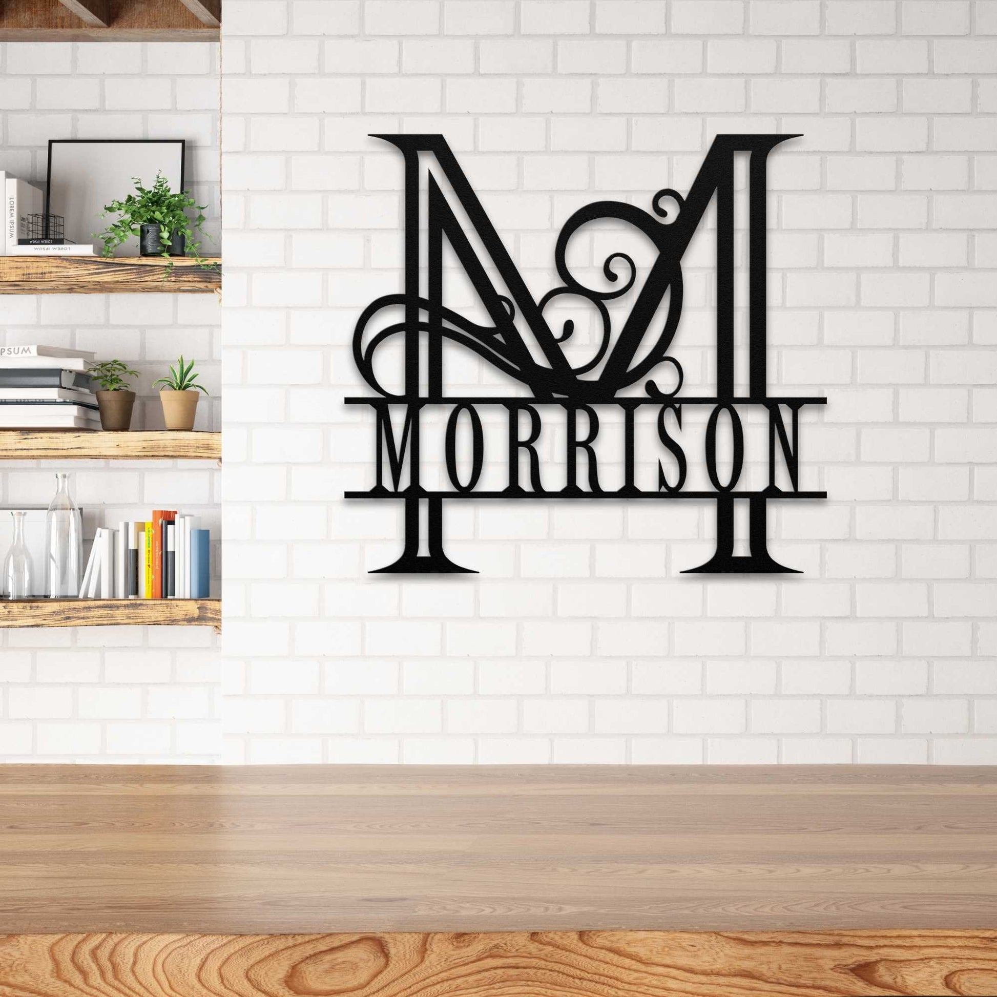 Custom Last Name Initial - Split Letter Monogram Name Sign